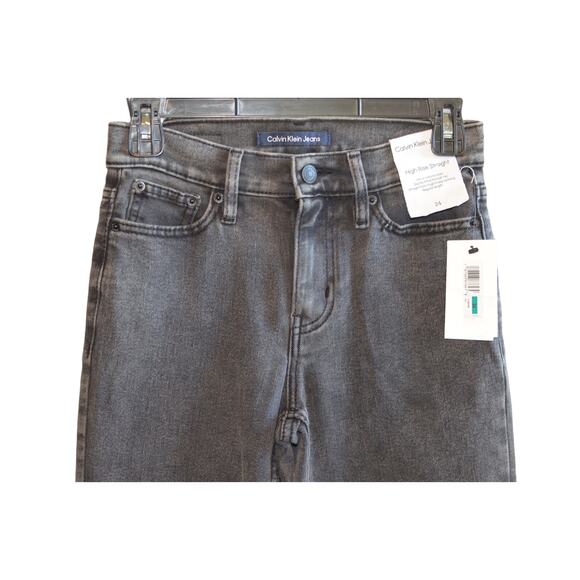 Calvin Klein Jeans Women's High Rise Straight Leg Storm Gray Jeans, Size 24 - Picture 2 of 4